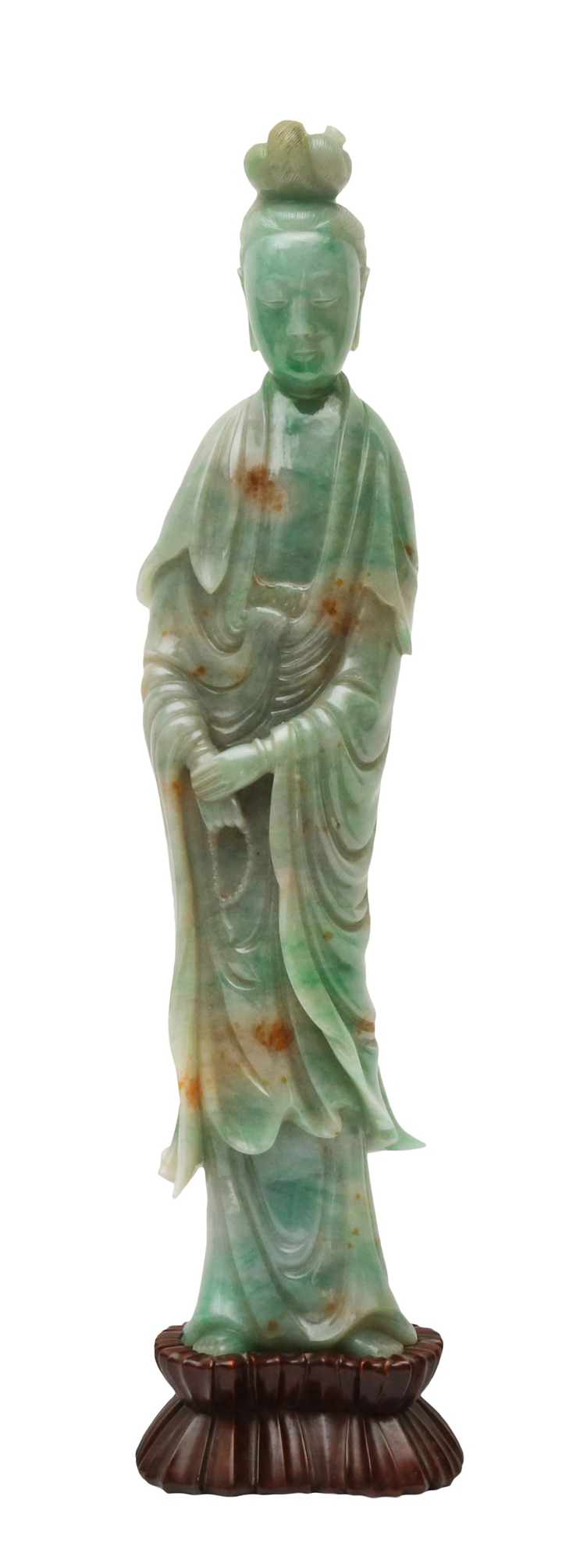 A CHINESE JADE CARVING OF GUANYIN  20th Century